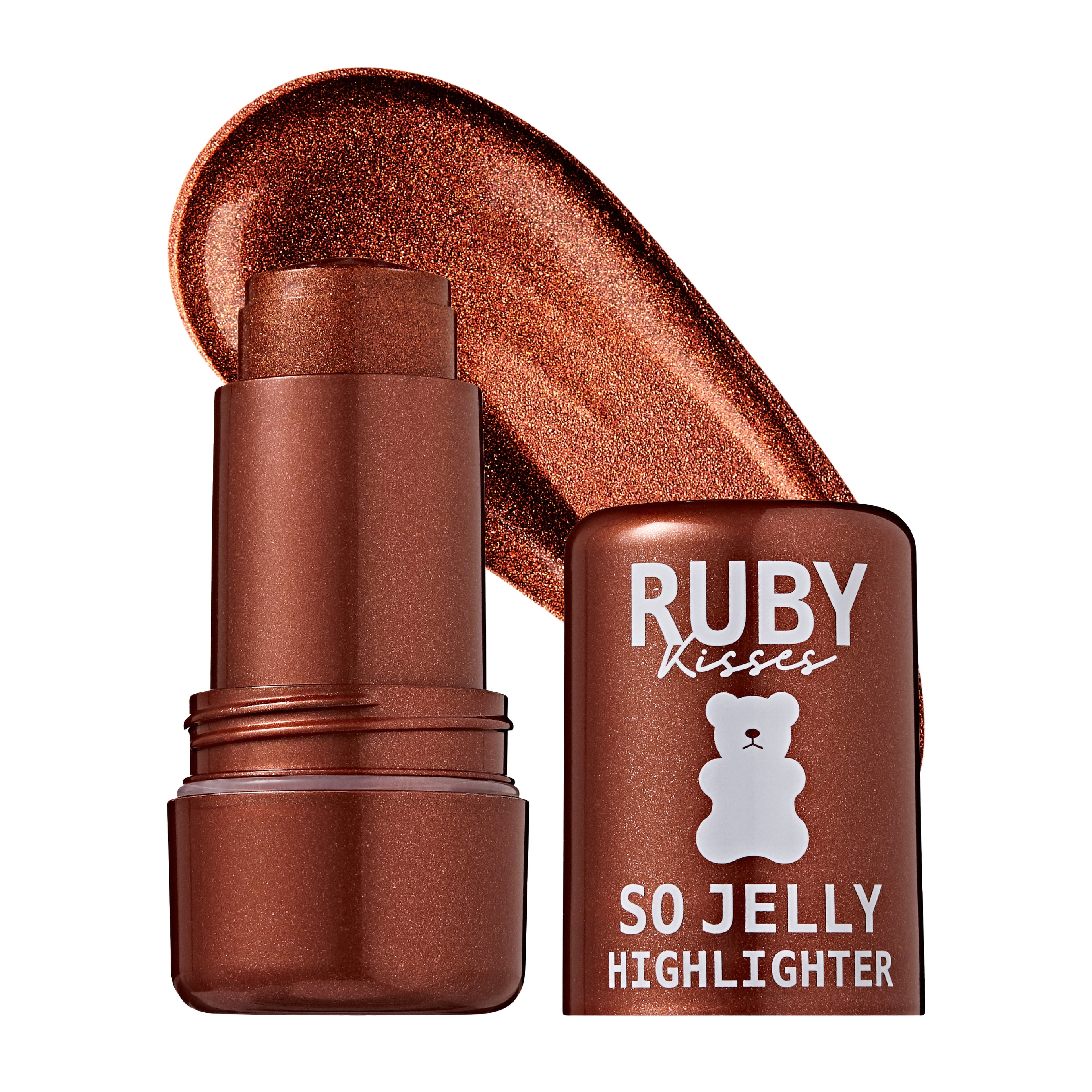 Ruby Kisses So Jelly Highlighter Stick - Cooling Bouncy Gel, Buildable Long-Lasting Shimmer, Transfer & Crease Resistant Formula with Niacinamide & Ceramides official pack