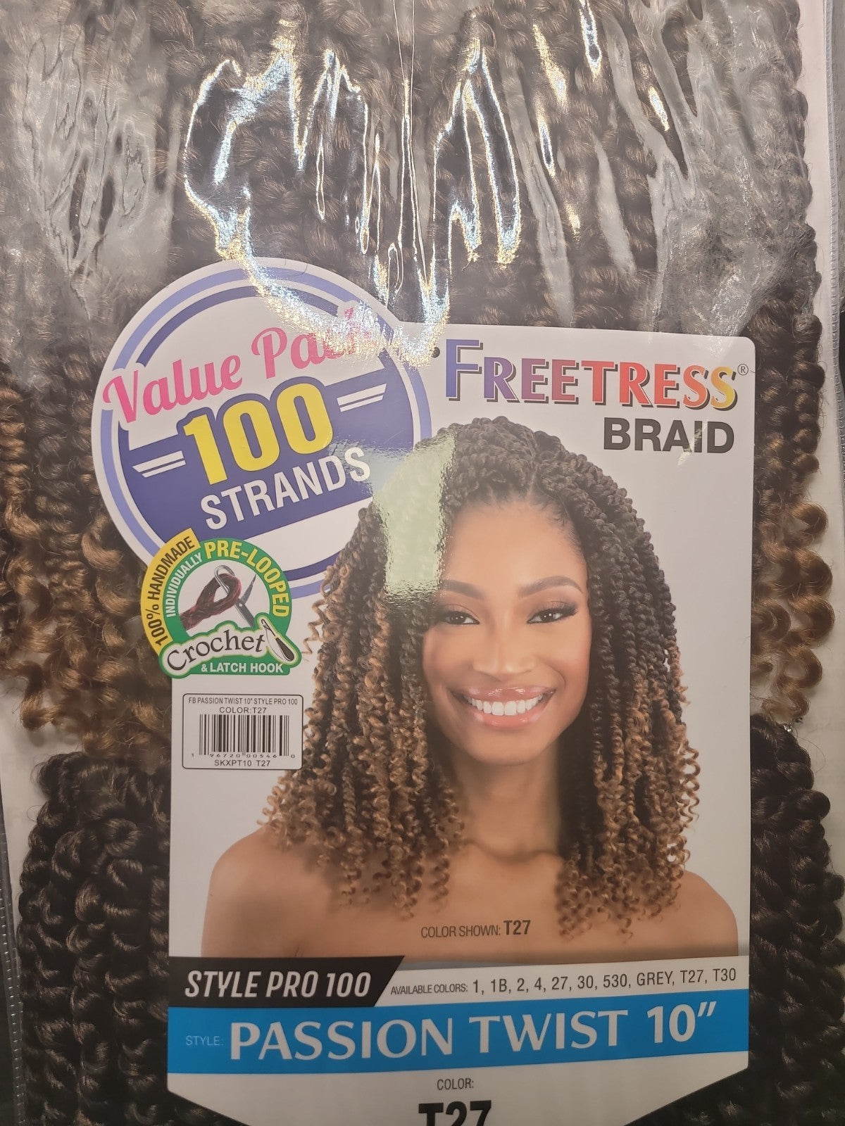 Freetress Hair Value Pack 100 Strands Pre-looped Passion Twist 10" All Colors