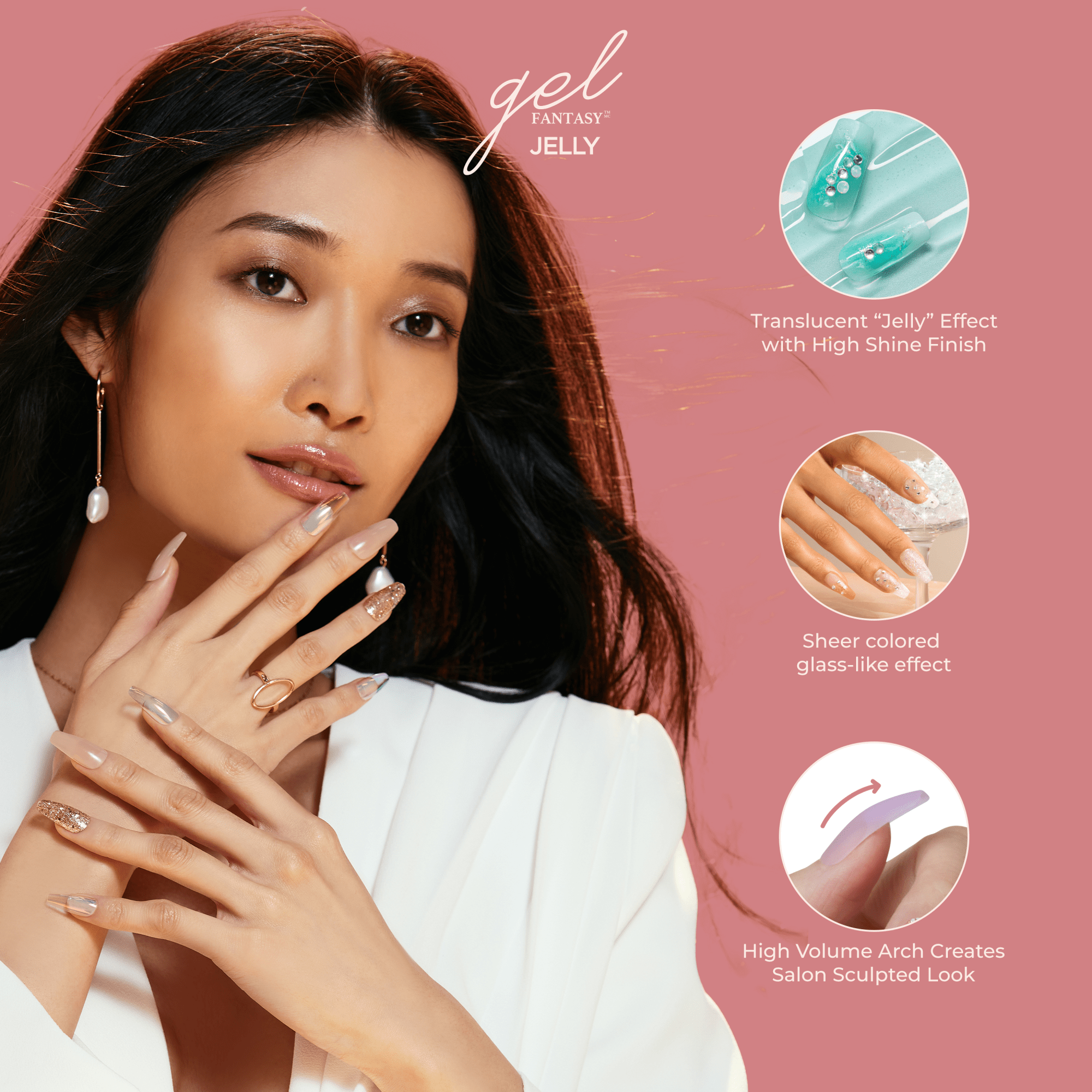 Kiss Gel Fantasy Jelly Press On Glue Nails - Jelly Juice official pack
