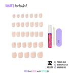 Kiss Core French Press On Fake Glue Nails - Perfection | French Tips, White, Petite, Squoval official pack