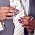 Kiss Glam Embellished Press On Fake Glue Nails - Simple Joys | Design, Purple, Short, Round official pack