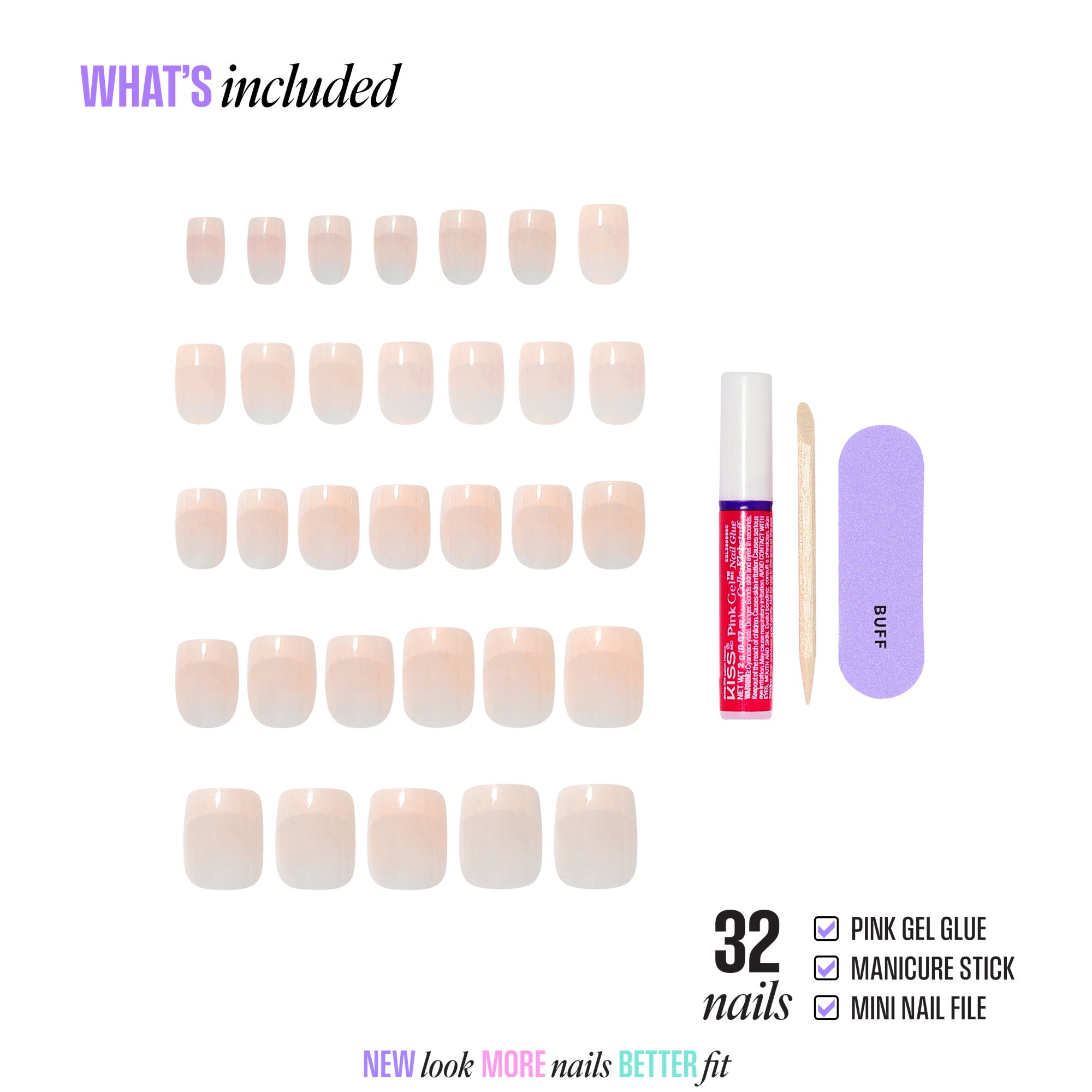 Kiss Core French Press On Fake Glue Nails - Your Moment | French Tips, Neutral, Real Short, Squoval official pack