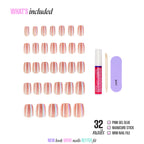 Kiss Glam Embellished Press On Fake Glue Nails - Golden Hour Affairs | Design, Pink, Short, Squoval official pack