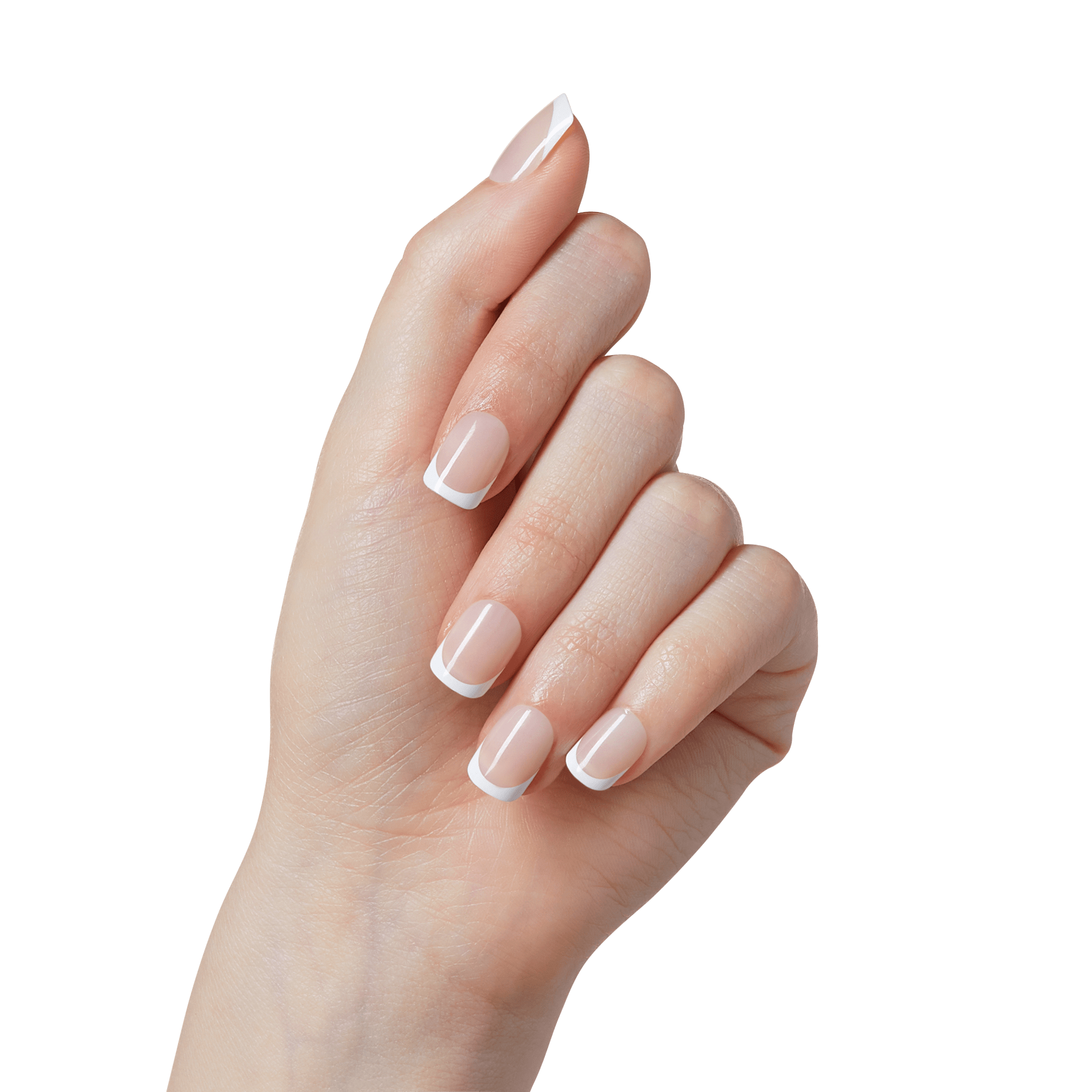 Impress French No Glue Fake Press On Nails - Model | French Tips, White & Neutral, Short, Squoval, Manicure official pack